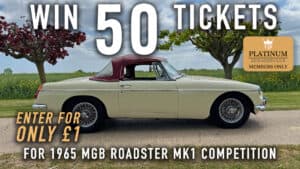 WIN 50 Tickets for 1965 MGB Roadster Mk1  - Platinum Rewards Club